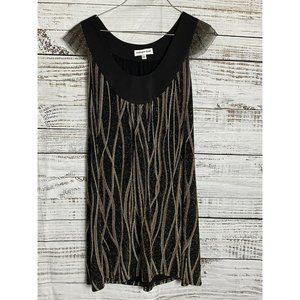 Christopher Deane Anthropologie Women’s Cocktail Mini Dress Black And Gold Sz S